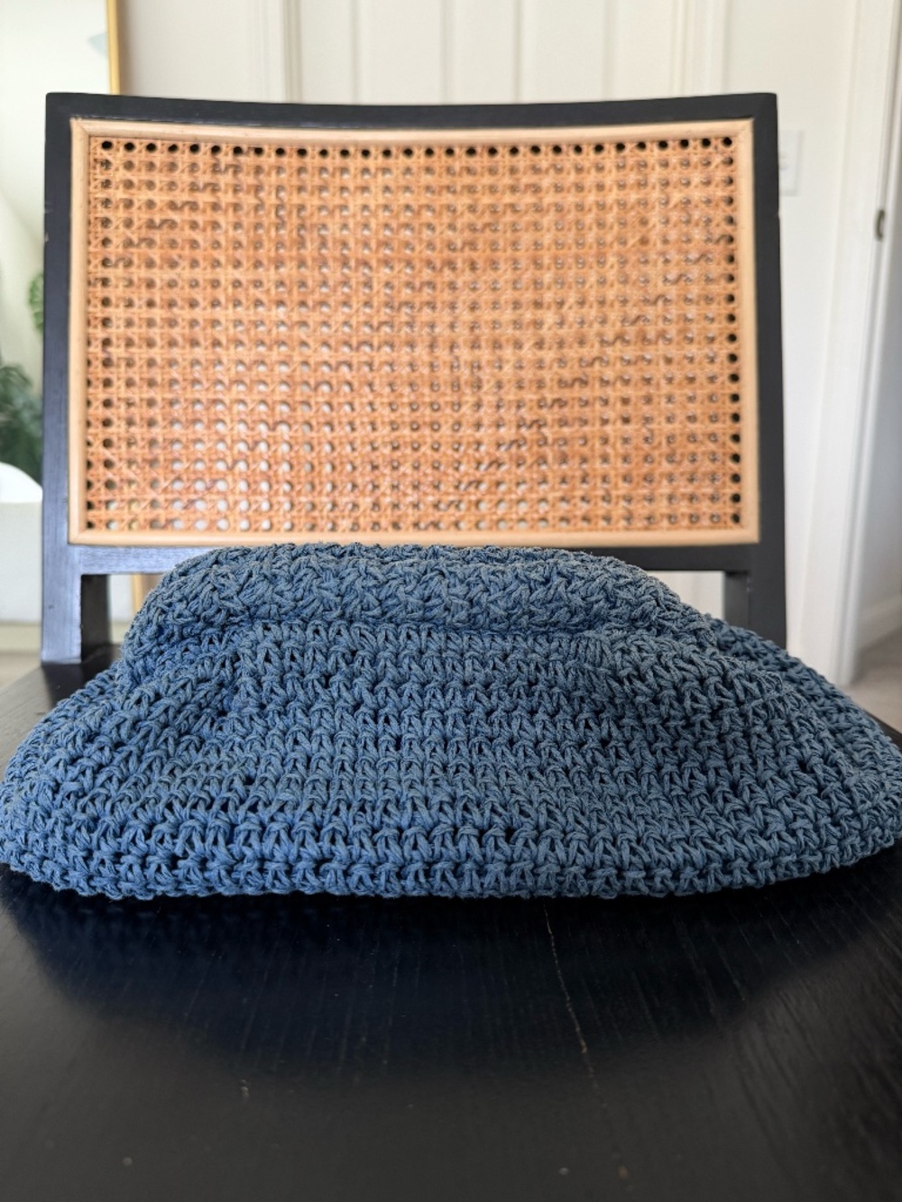 Loft Clutch Handbag in Cape Blue Paper Straw